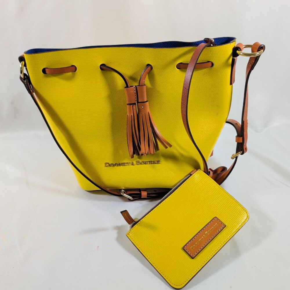 Dooney & Bourke Siena Serena Yellow Drawstring Bucket Bag + Wristlet